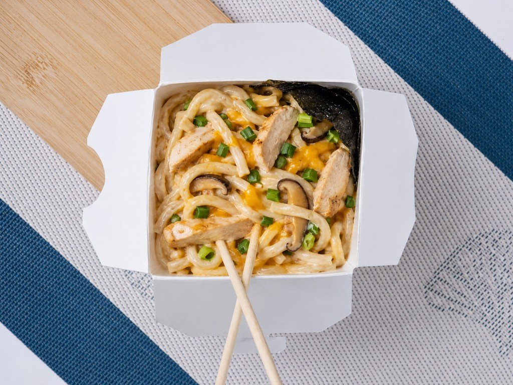Удон сливочно-сырный с курицей